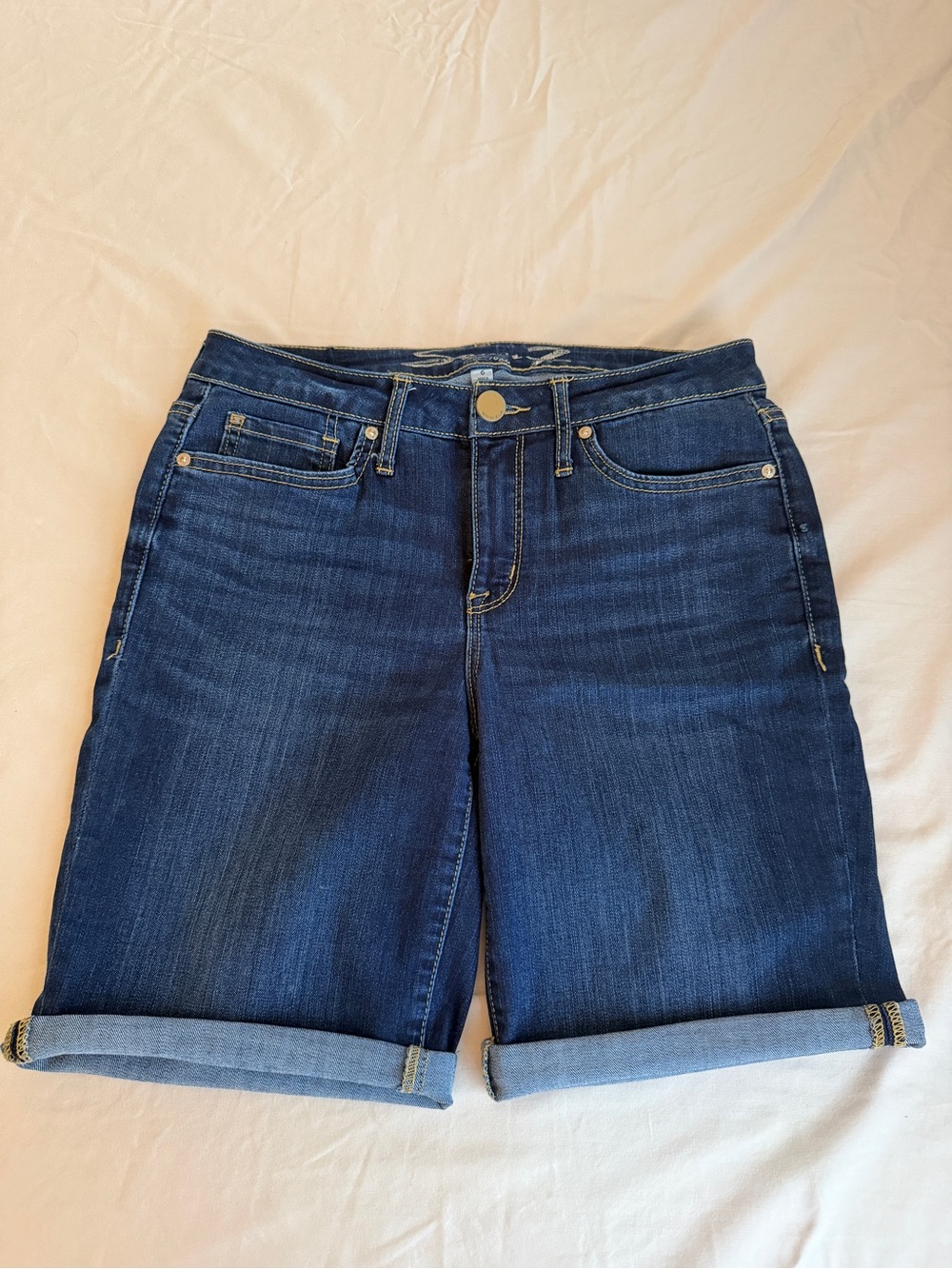 Seven7 Dark Blue Womens Denim Bermuda Shorts